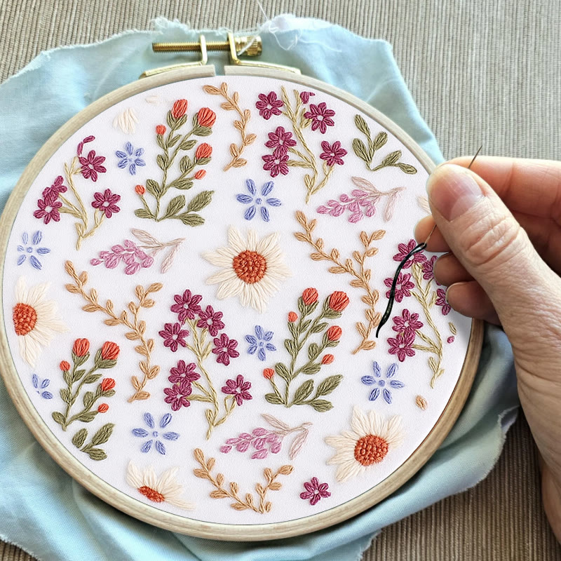 Rubbyoo Embroidery Kit - Blooming Flower | Floral Handmade Art | Easy Needle Craft - image 6