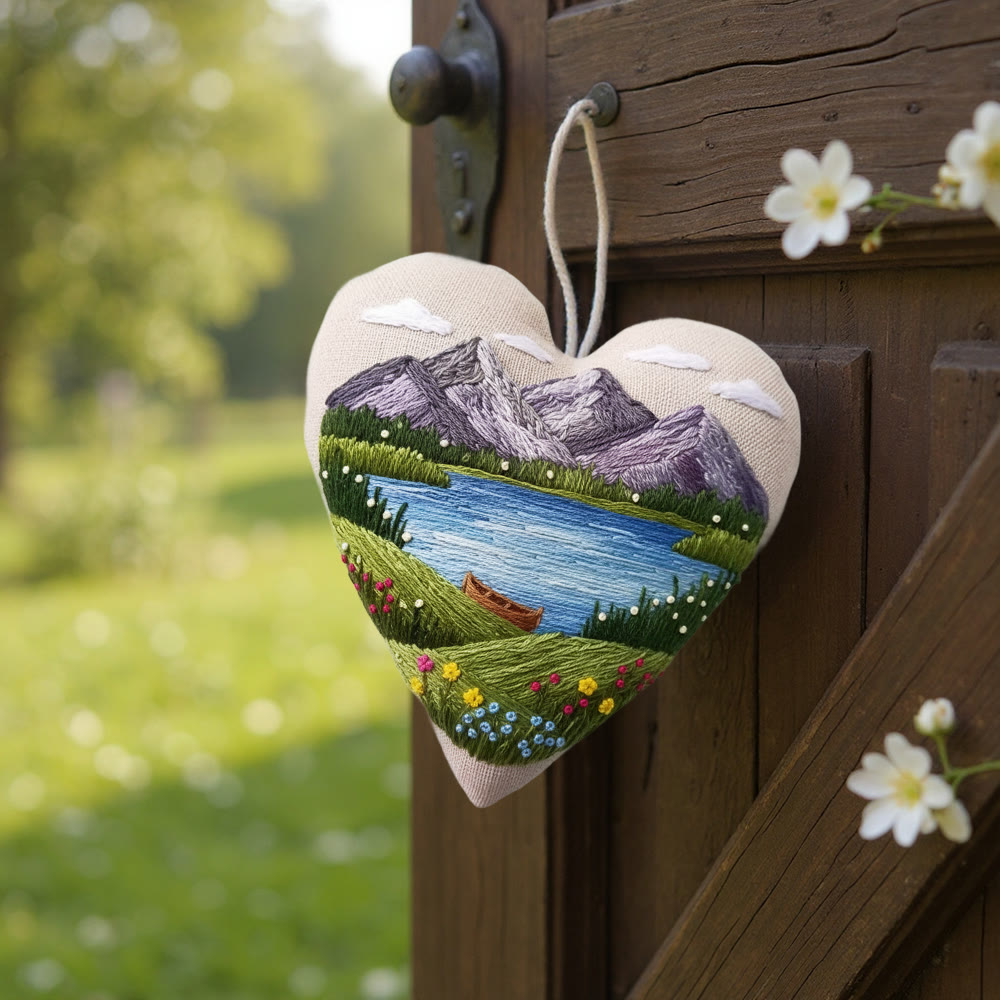 Rubbyoo Heart Embroidery Kit - Mountain And Lake | Wonderful Landscape Craft |  Diy Nature Stitch Art - image 9