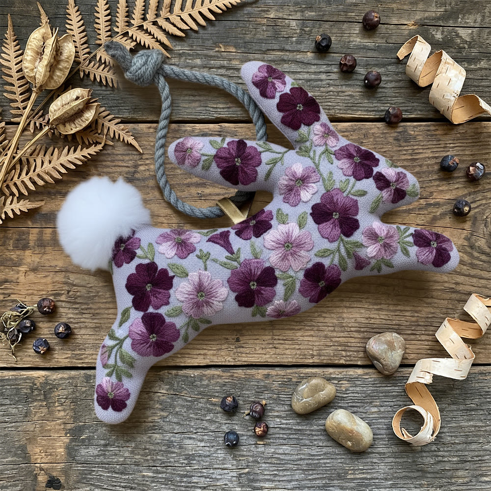 Rubbyoo Rabbit Embroidery Kit - Purple Charming | Cute Gift For Her | Handmade Hanging Decor - image 3