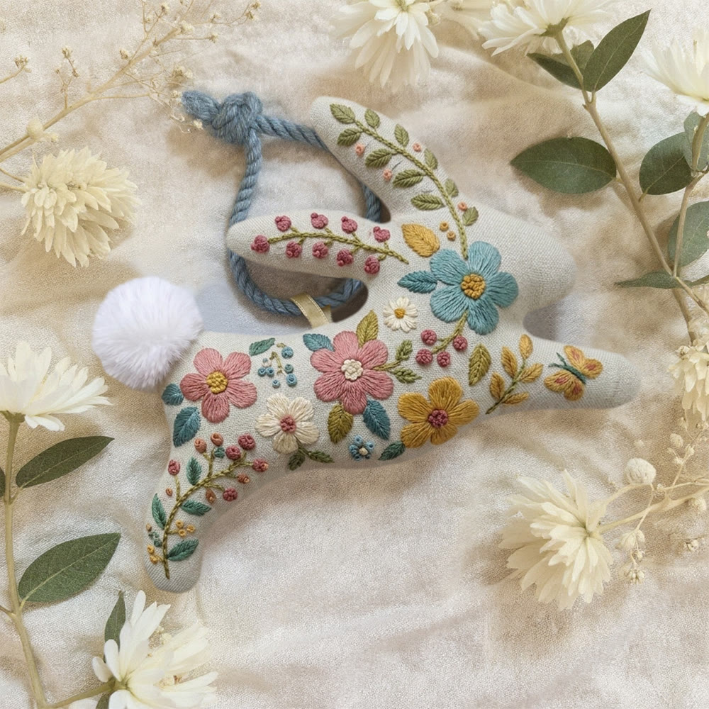 Rubbyoo Rabbit Embroidery Kit - Blooming Colorful Flowers | Cute Bag Charm | Cozy  Present For DIY Lovers - image 3