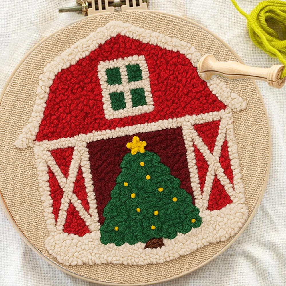 Christmas House Punch Needle Kit - Personalized Holiday Ornament | Home Hanging Art - image 7