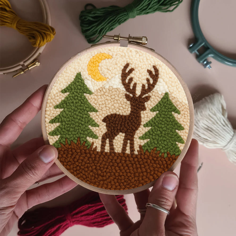 Deer In Forest Punch Needle Kit - Landscape Handmade Collection | Perfect Room Decoration - image 5