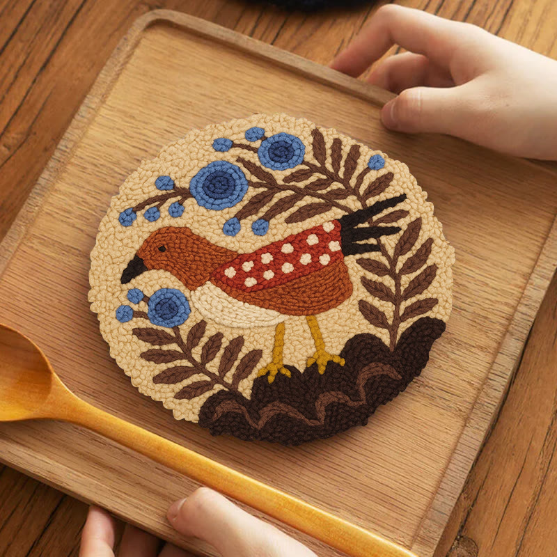 Little Turtledove Punch Needle Kit - Unique Bird Art | Perfect Craft For Beginner - 5 inch Coaster Kit - image 12