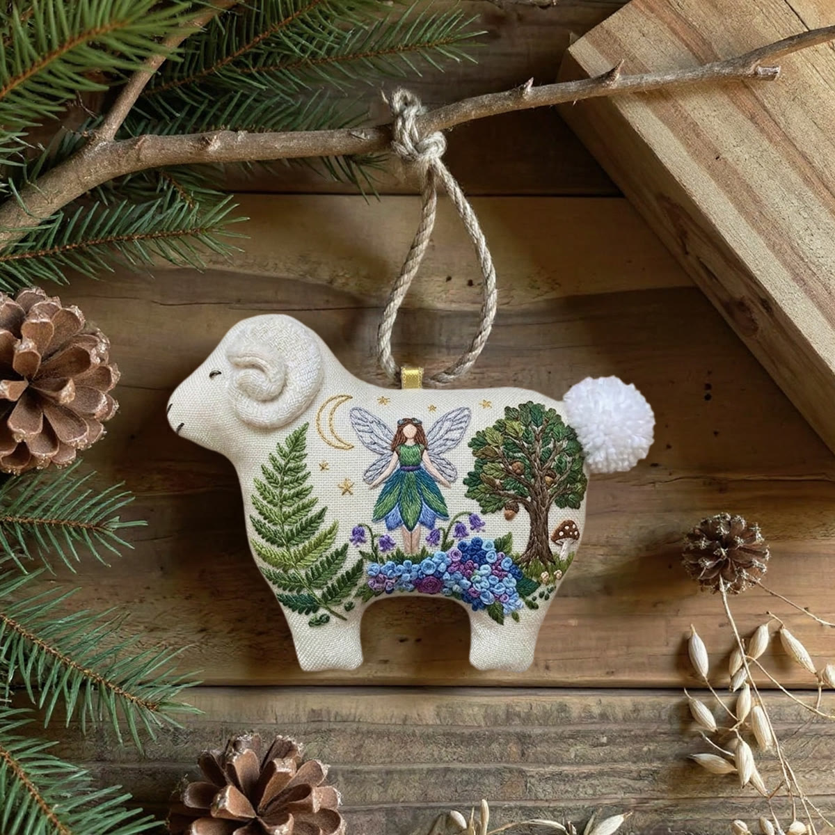 Rubbyoo Lamb-shaped Embroidery Kit - Forest Fairy With Wings | Whimsical Mythical Gift | Nursery Fairytale Wall Hanging - image 6