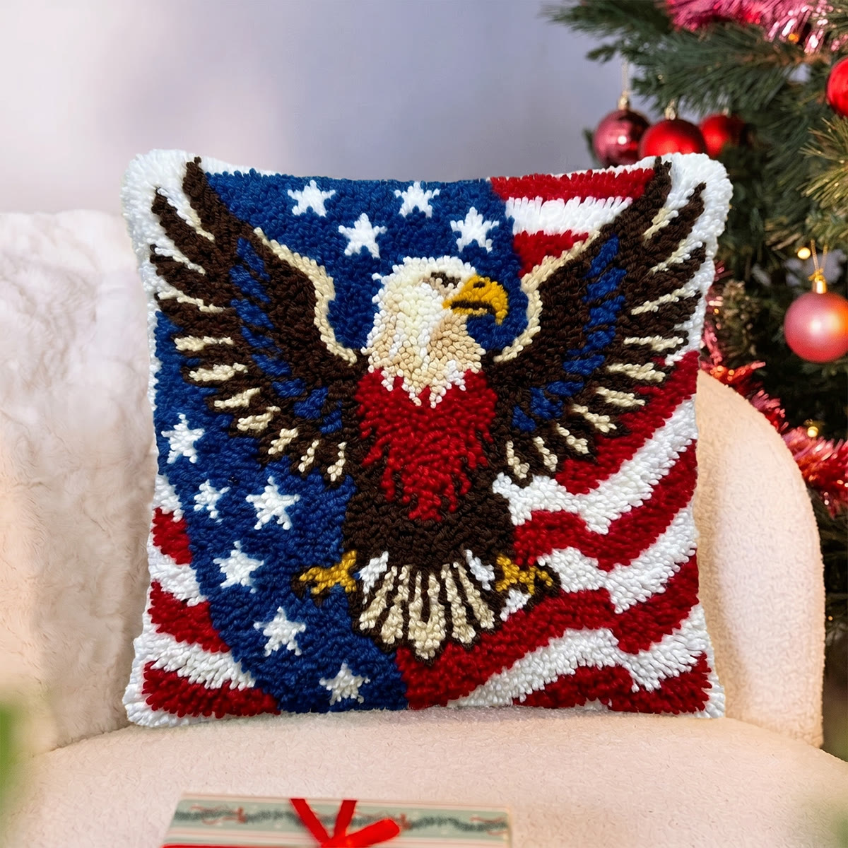 Rubbyoo Latch Hook Pillow Kit - Bald Eagle | Military Family Gift | Memorial Day Decoration - image 9