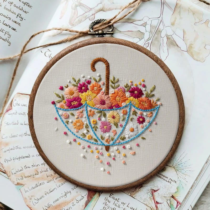 Rubbyoo Embroidery Kit - Floral Umbrella | Creative Stitch Design | Nice Wall Decor - image 5