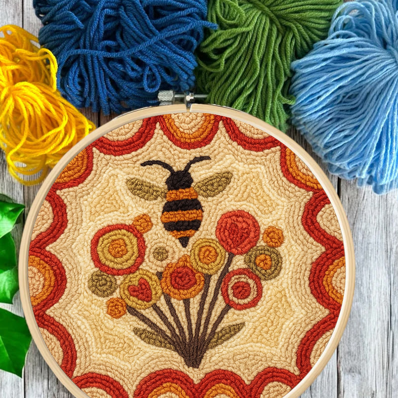  Little Bee Punch Needle Kit - Diy Needlework For Beginner | Unique Wall Hanging  - image 6