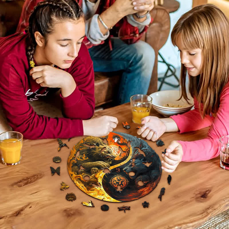 Rubbyoo Lion Spirits Yin and Yang - Wooden Jigsaw Puzzle