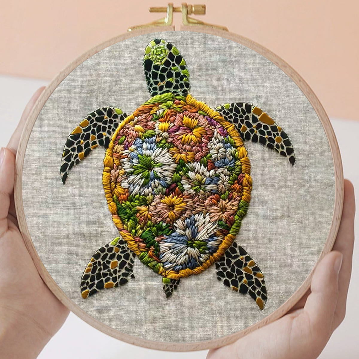Rubbyoo Embroidery Kit - Flower-Adorned Sea Turtle | Vivid Home Display Piece | Novice-Ready Stitch Project - image 6