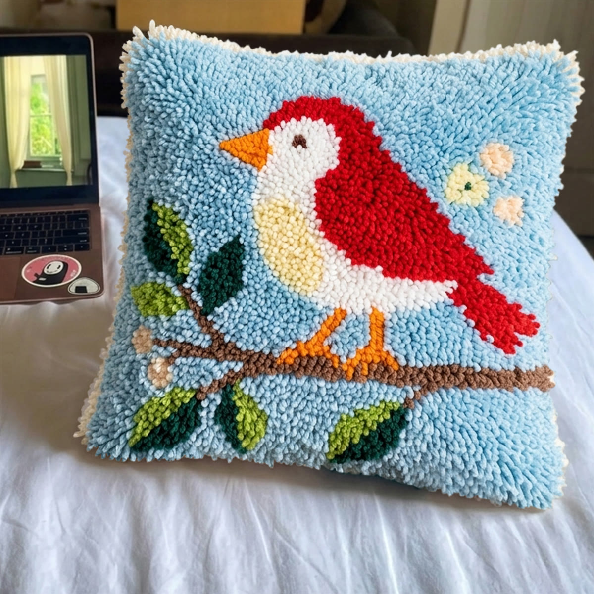 Rubbyoo Latch Hook Pillow Kit - Happy Bird | Creative Sofa Ornament | Perfect For Handmade Beginner  - image 6