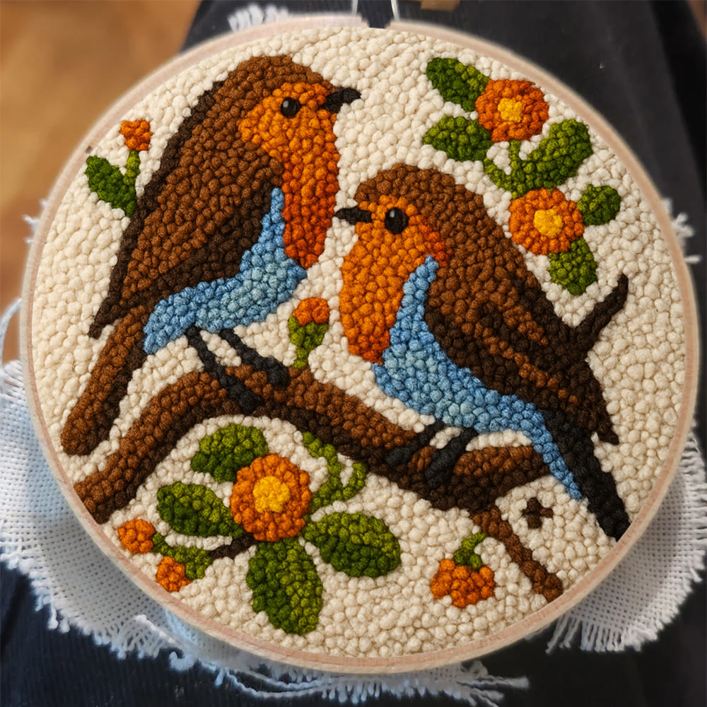 Twin Songbirds Floral Branch Punch Needle Kit – Diy Hand Embroidery | Elegant Home Decor Accent - image 7