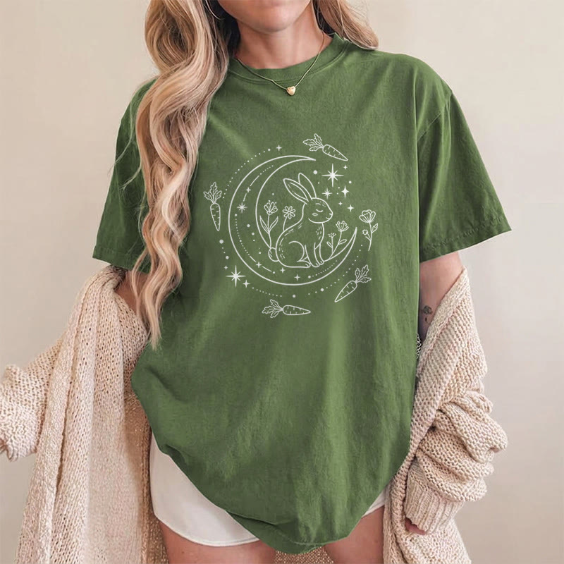 Rubbyoo Celestial Rabbit Graphic Tee  - Fairy-tale Inspired Bunny Pattern | Charming Colorful Crewneck Cloth - image 16