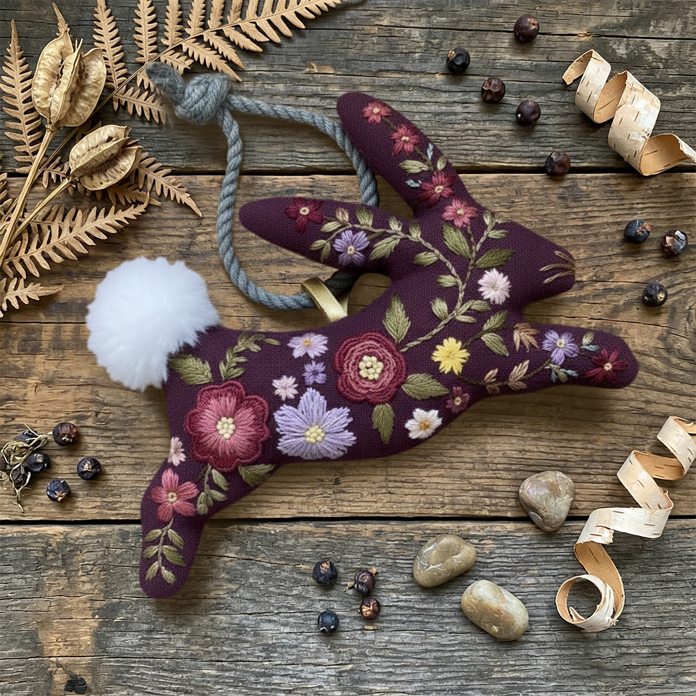 Rubbyoo Rabbit Embroidery Kit - Floral Bunny  | Gift For Her | Diy Holiday Decoration - image 4