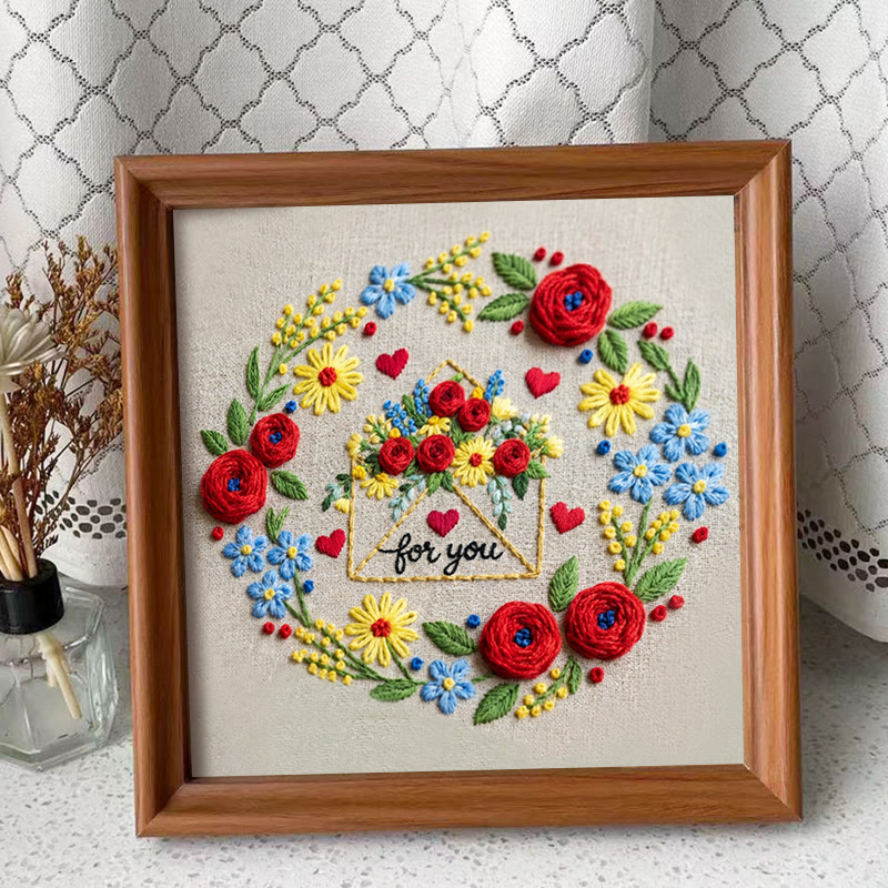 Rubbyoo Embroidery Kit - Love Letter | Diy Valentine Day Gifts | Handmade Art For Lover - Embroidery Kit Plus An Extra Frame - image 10