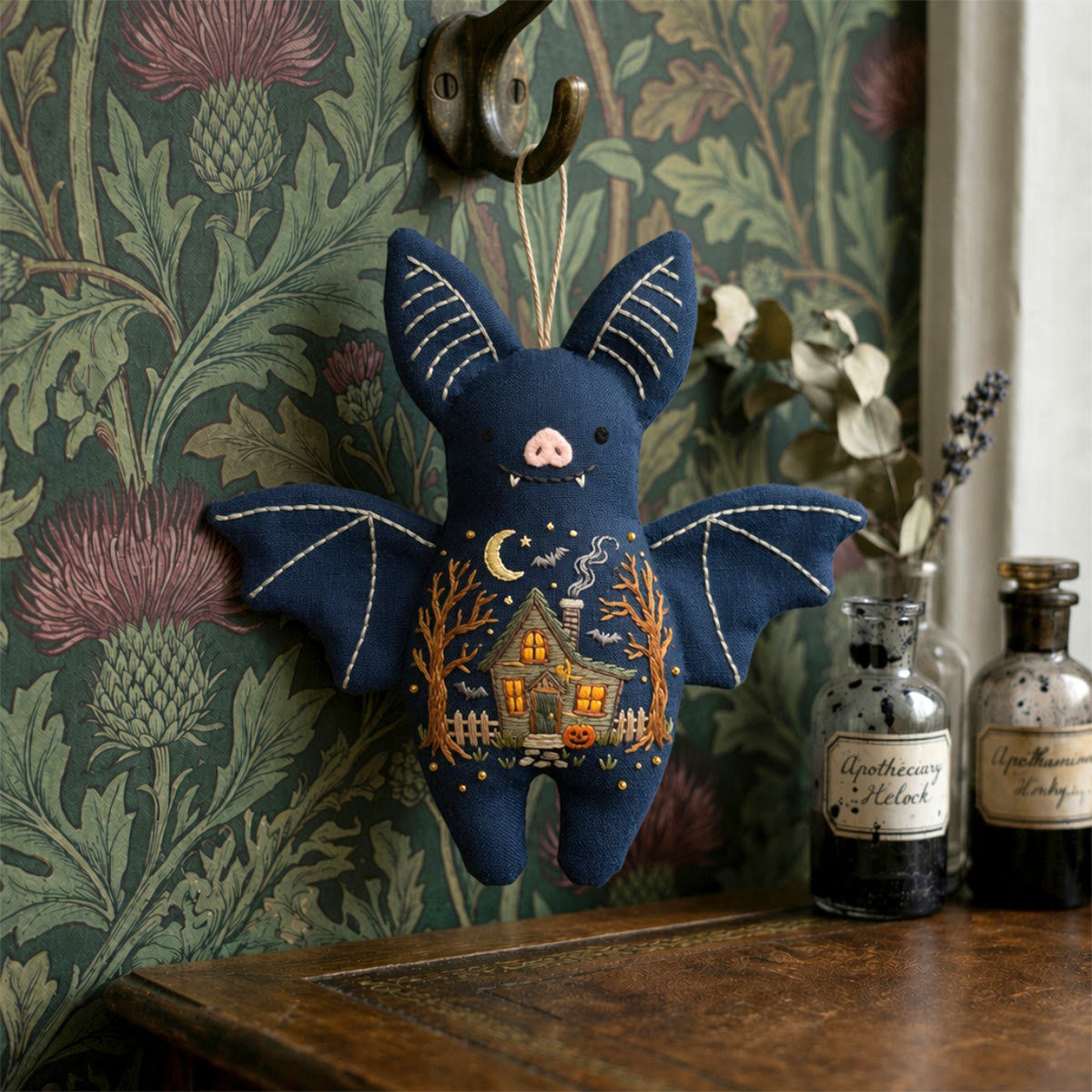 Rubbyoo Bat Embroidery Kit - Haunted House | Unique Handmade Gift | Halloween Tree Ornament - image 5