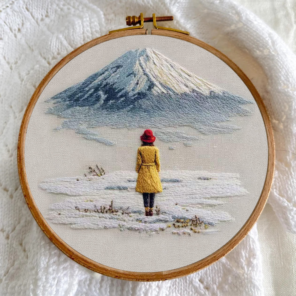 Rubbyoo Embroidery Kit - Snow Mountain | Diy Landscape Craft | Easy Stitch Hoop Art  - image 5