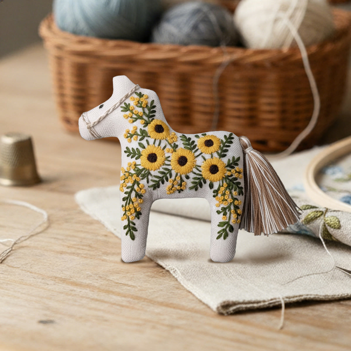 Rubbyoo Dala Horse Embroidery Kit - Sunflower Pattern | Mothers Day Gift  | Bright Floral Ornament  - image 3
