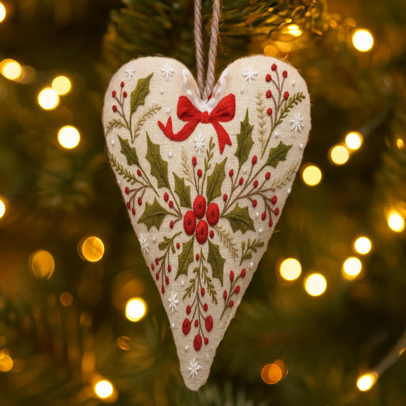 Rubbyoo Heart Embroidery Kit - Holly Leaves | Christmas Heart Hanging | Creative Home Ornament  - image 6