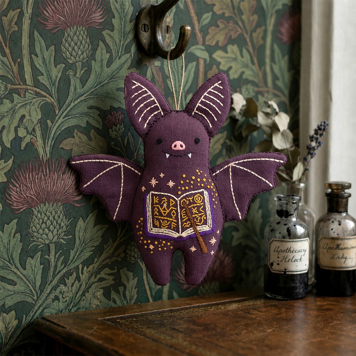 Rubbyoo Bat Embroidery Kit - Open Spell Book | Halloween Party Favor | Window Hanging Decor - image 5