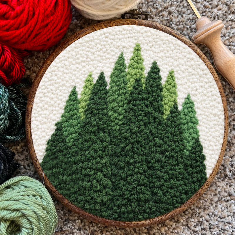 Evergreen Pine Forest Punch Needle Kit - Easy Craft Activity | Natural Home Accent - image 7