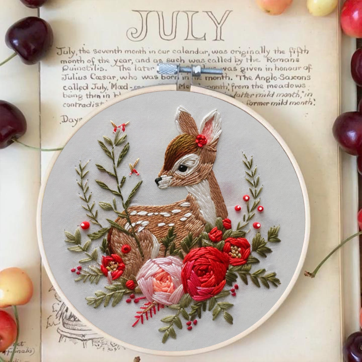 Rubbyoo Embroidery Kit-  Deer With Flowers - image 3