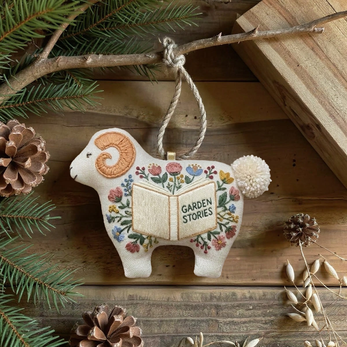 Rubbyoo Lamb-shaped Embroidery Kit - Garden Stories | Diy Animal Hanging Craft | Perfect Birthday Gift For Kid - image 6