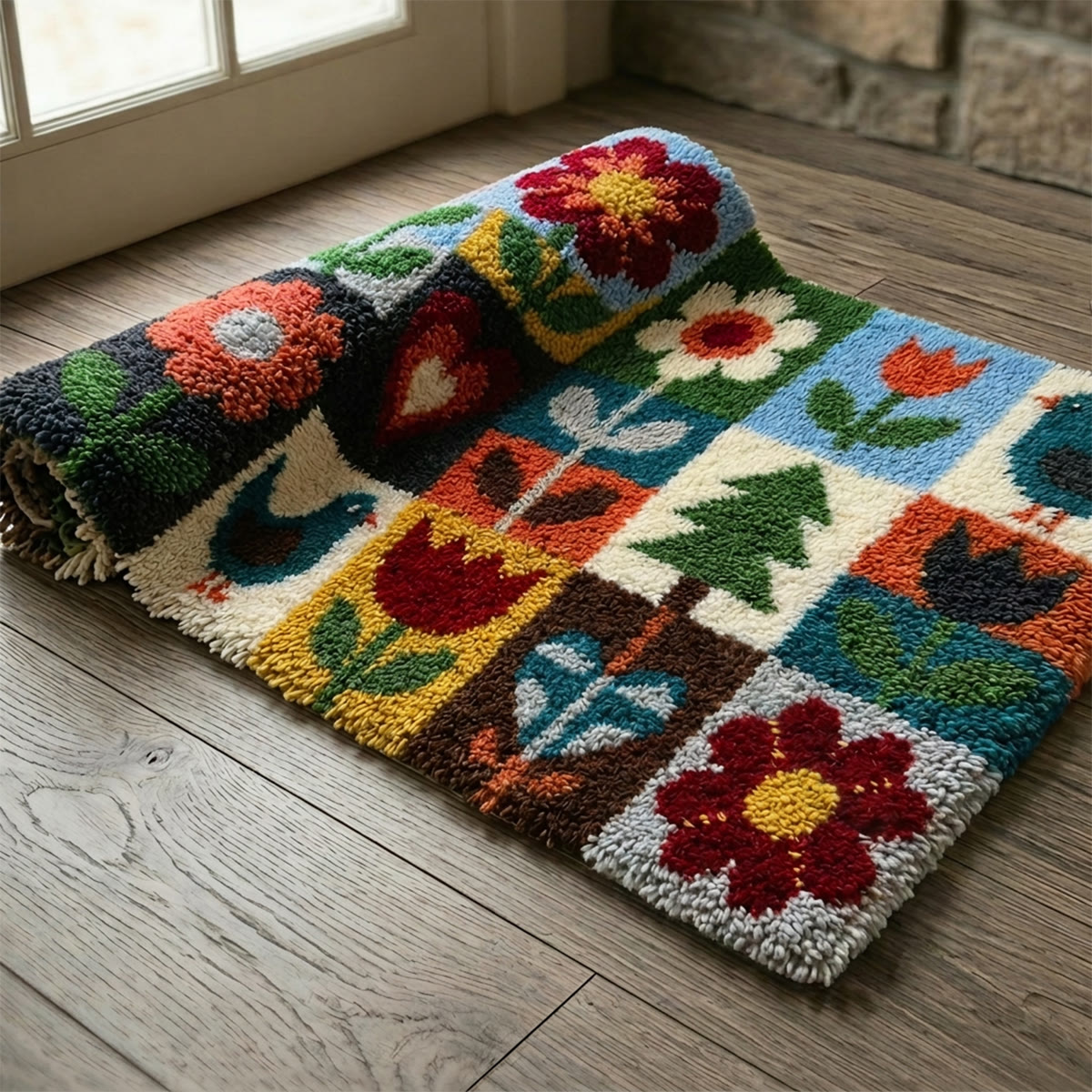 Rubbyoo Latch Hook Rug Kit - Variety Of Flowers | Handmade Floral  Art Craft | Diy Bedroom Floor Mat - image 7