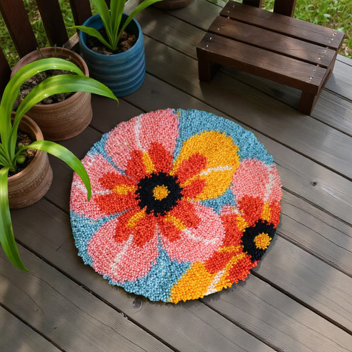 Rubbyoo Latch Hook Rug Kit - Charming Flower | Plush Handmade Craft | Unique Housewarming Gift - image 5