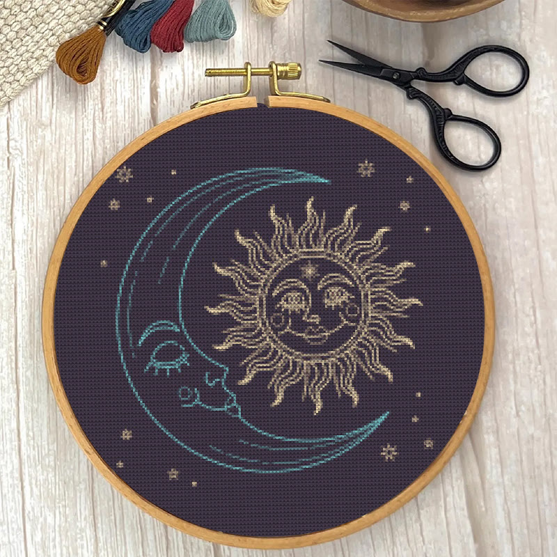  Cross Stitch Kit - Glittering Sun And Moon | Mystical Needle Artwork | Perfect For Wall Hanging  - image 6