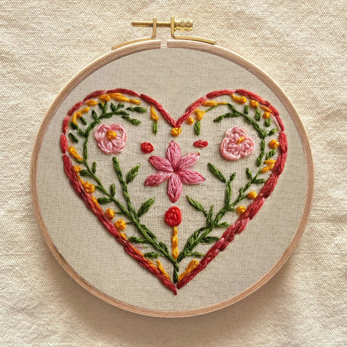 Rubbyoo Embroidery Kit - Heart-shaped Floral | Household Wall Decor | Beginner-friendly Craft - image 9