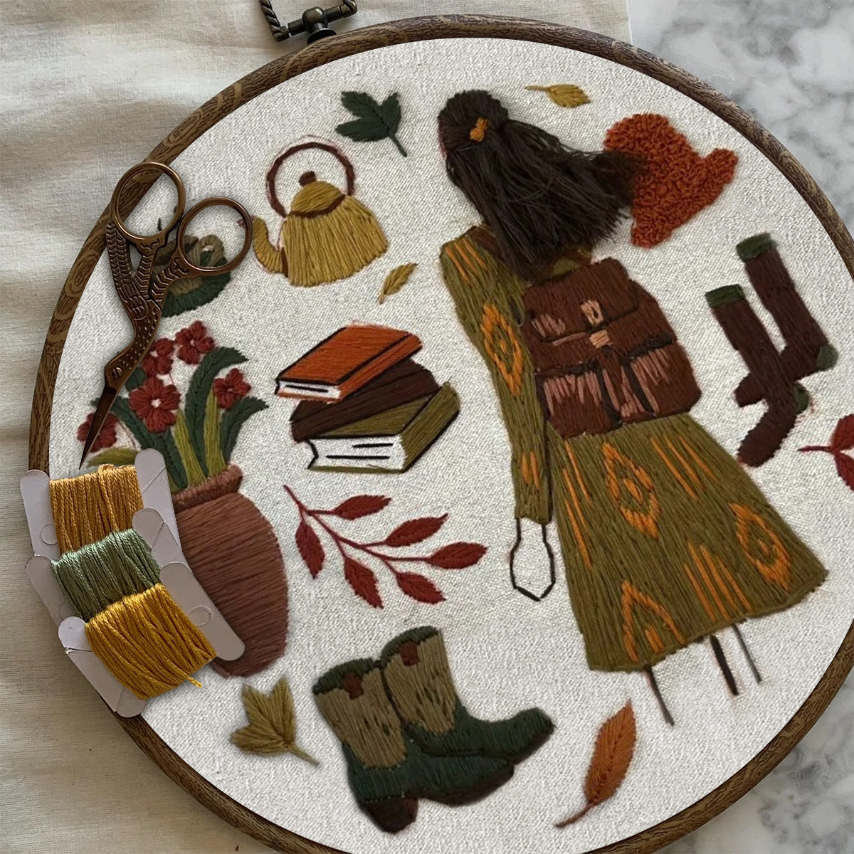 Rubbyoo Embroidery Kit- Autumn Vibes  3 | Diy Kit For Beginners  Cozy Crafts - image 7