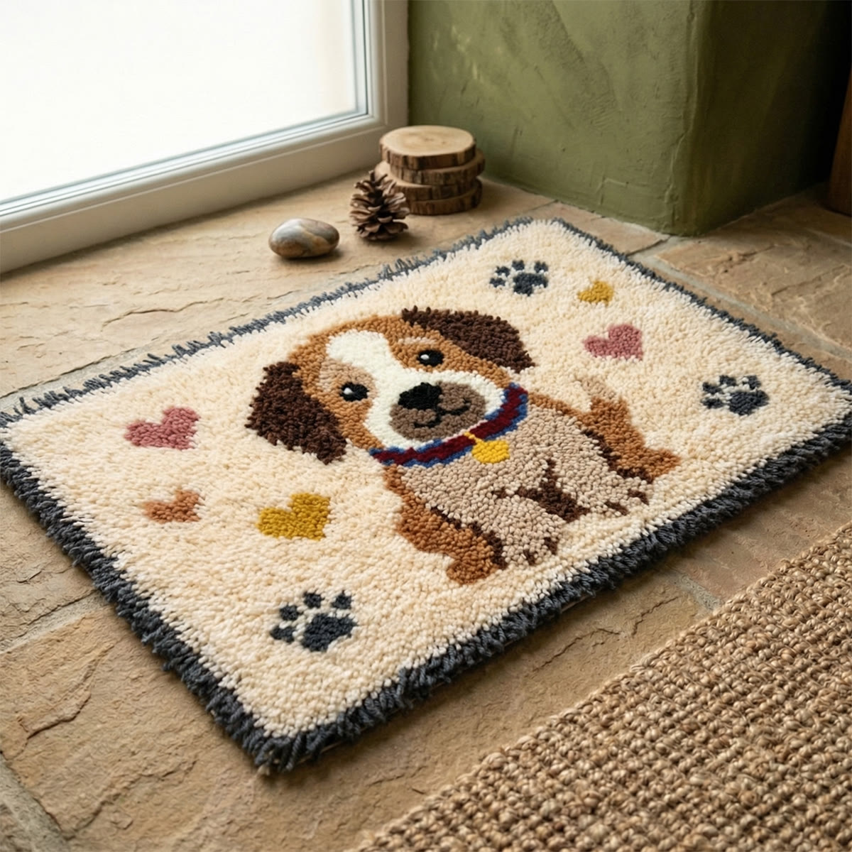 Rubbyoo Latch Hook Rug Kit - Cuddly Puppy | Adorable Home Decoration | Unique Yarn Craft - image 4