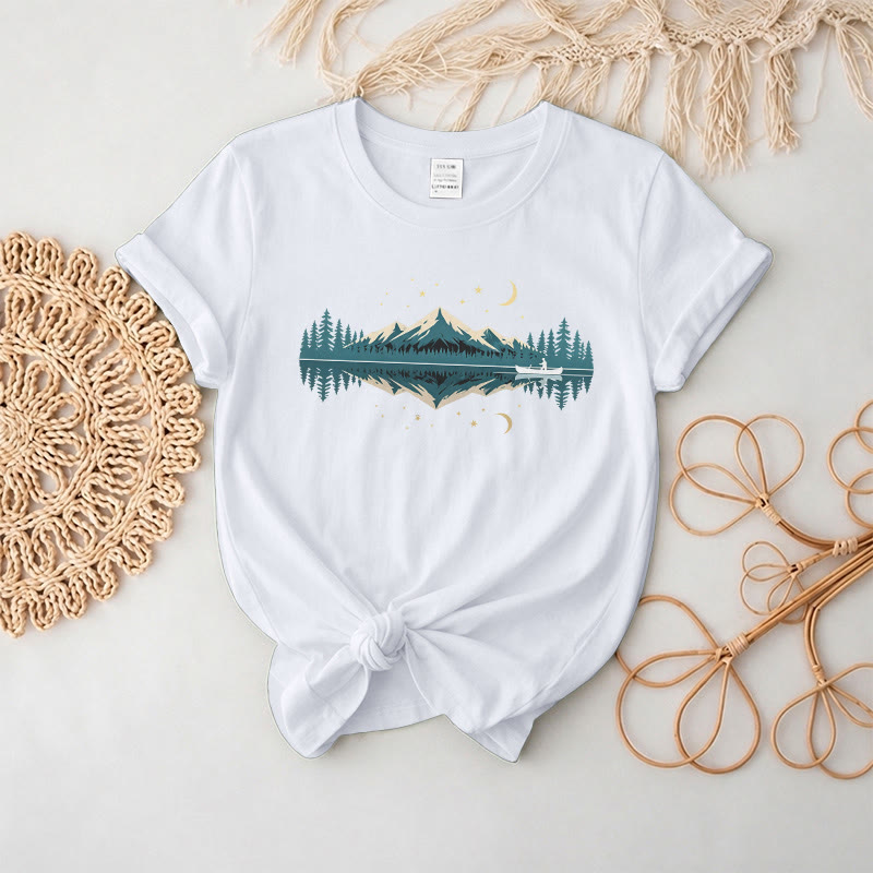 Rubbyoo Mountain Nightscape  Graphic Tee  - Perfect For Outdoor Adventure | Special Nature Theme Unisex  T-shirt - White - 2XL - image 6