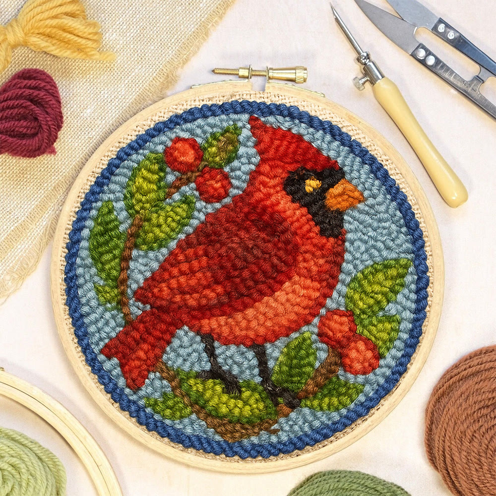 Christmas Cardinal Punch Needle Kit - Christmas Decoration Needlework | Gifts For Bird Lovers  - image 9