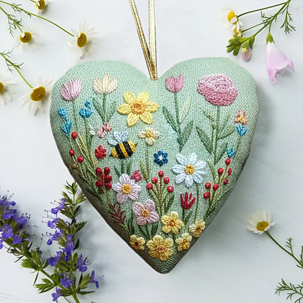 Rubbyoo Heart Embroidery Kit - Spring Wildflower And Bee | Fresh Diy | Cheerful Home Vibe - image 7