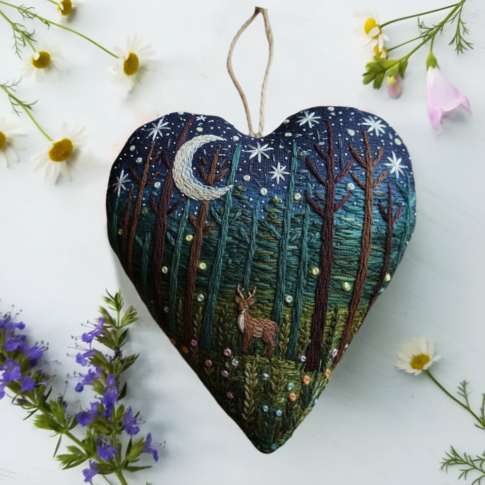 Rubbyoo Heart Embroidery Kit - Starry Forest and Deer | Relaxing Handwork | Magical Home Accent - image 8