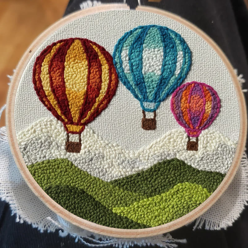 Vibrant Hot Air Balloon Landscape Punch Needle Kit – Cozy Indoor Decor Piece | Delightful Handmade Craft - image 6