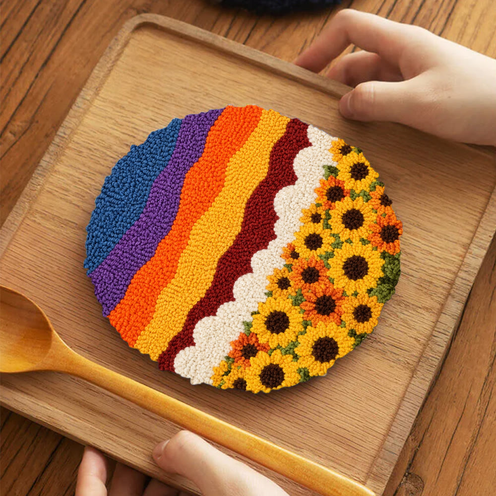 Sunflower Field At Sunset Punch Needle Kit - Warm-toned  Floral Vibe | Cozy Atmosphere Ornament - image 11
