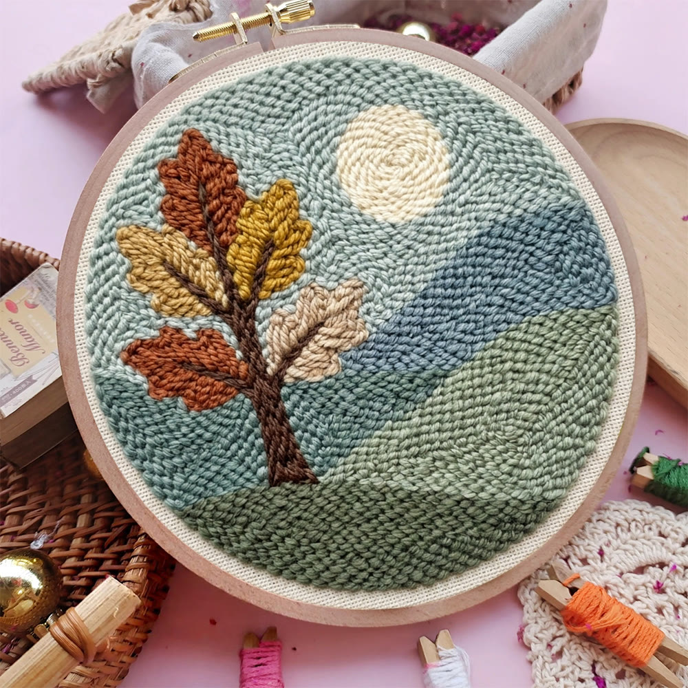 Standing Maple Tree Punch Needle Kit - Easy-to-do Handicraft For Nature Lover | Artistic Wall Hanging Art - image 6