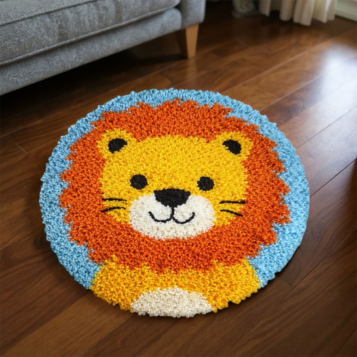 Rubbyoo Latch Hook Rug Kit - Baby Lion | Diy Hook Art | Handmade Round Shape Carpet  - image 5