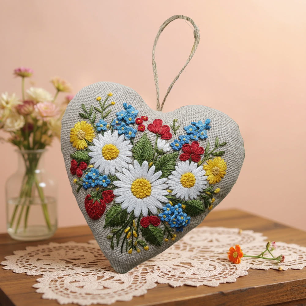 Rubbyoo Heart Embroidery Kit - Daisy Love | Floral Needle Craft | Easy Handmade Project - image 8