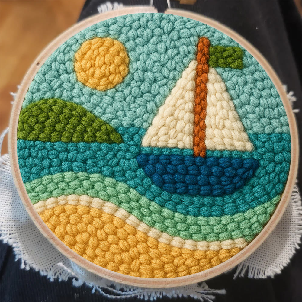 Coastal Sailboat Scene Punch Needle Kit – Novice-ready Handcraft | Charming Decor Accent - image 8