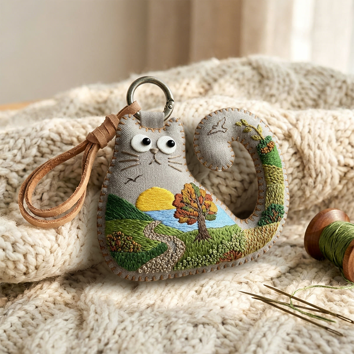 Rubbyoo Cat Embroidery Kit - Rolling Hills And Fields | Gift For Nature Lovers | Wall Gallery Accent - image 9