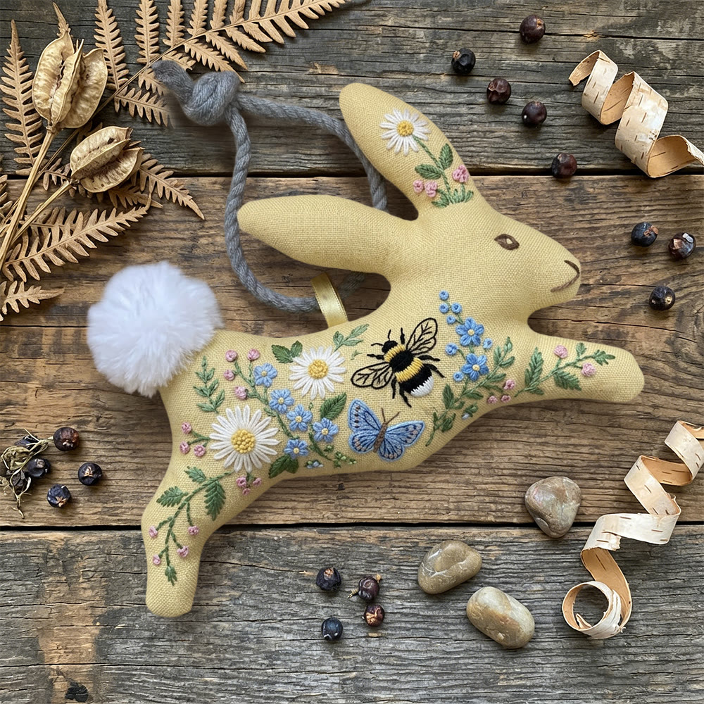 Rubbyoo Rabbit Embroidery Kit - Bee And Butterfly Floral | Mother's Day Gift | Bright Spring Home Decor - image 5