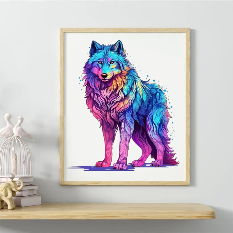 Rubbyoo Majestic Rainbow Wolf - Wooden Jigsaw Puzzle