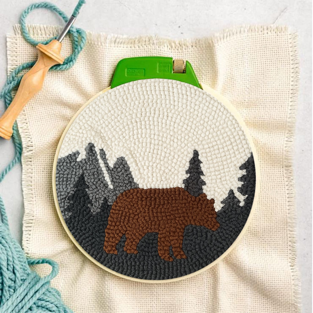 Fierce Bear Punch Needle Kit - Diy Animal Coaster | Nice Desk Decor - image 7