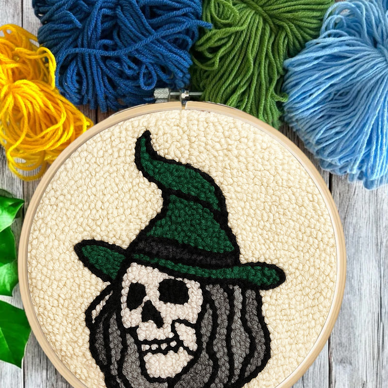 Spooky Wizard Punch Needle Kit - Halloween Skeleton Art | Nice Craft For Home Decor - image 8