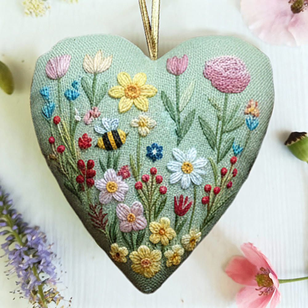 Rubbyoo Heart Embroidery Kit - Spring Wildflower And Bee | Fresh Diy | Cheerful Home Vibe - image 5