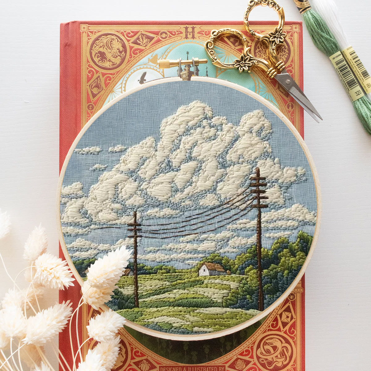 Rubbyoo Embroidery Kit - Rural Cloudscape Scene | Fresh Indoor Hanging Decor | Ideal Gifting Choice - image 11