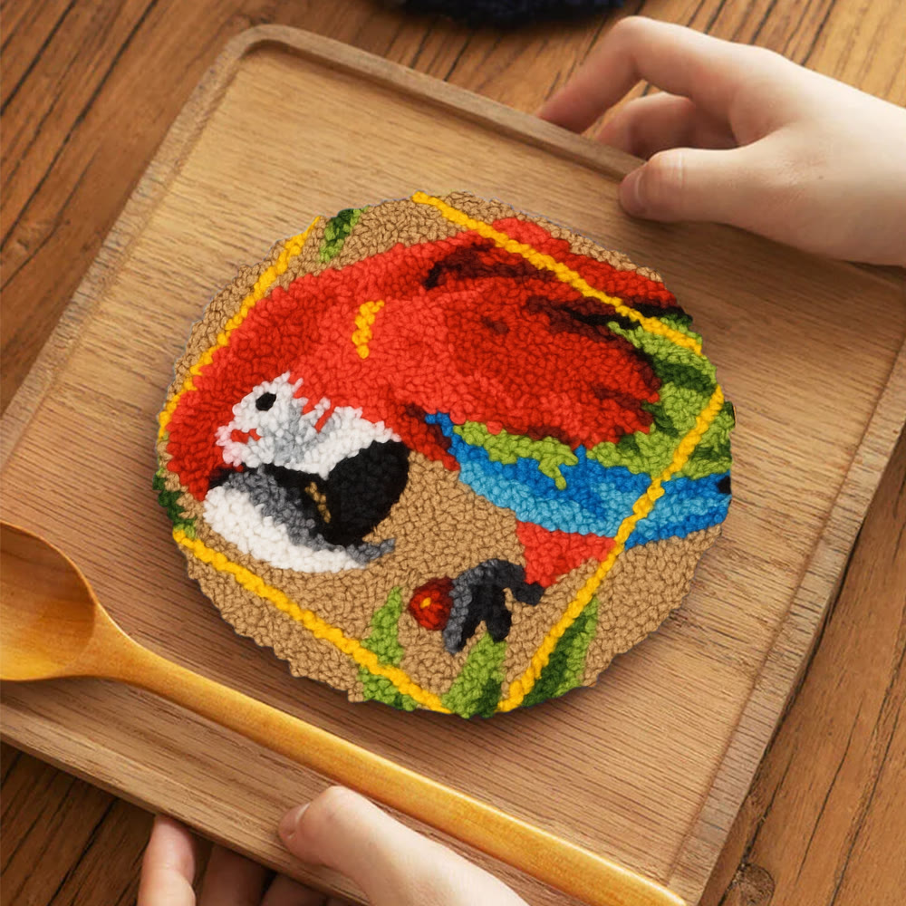 Scarlet Macaw Punch Needle Kit - Artisan-crafted Art | Tropical-themed For Diy Enthusiasts - 5 inch Coaster Kit - image 7
